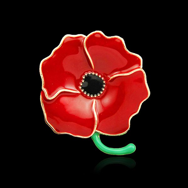 Festivo Festa Suprimentos Ouro Tom Vermelho Poppy Flor Metal Esmaltado Broche Pin Badge Reino Unido Remembrance Day Presente Peitopin