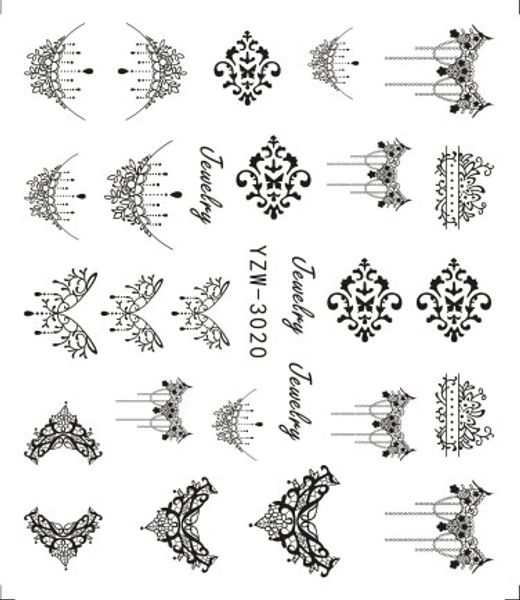 

fwc lace necklace nail art stickers black lace full nail stickers decals