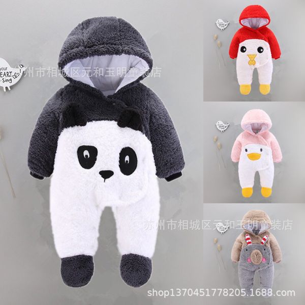 

2018 new childrens baby romper cartoon romper baby jumpsuit autumn and winter baby thicken outfits, Blue
