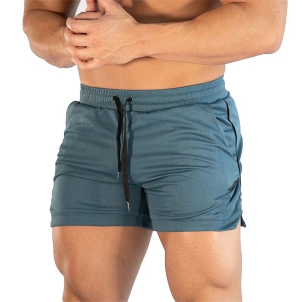 

new men solid elastic waist workout training shorts pants running sweatshorts with drawstring, White;black