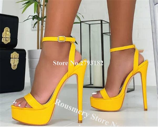 

girls charming fashion open toe one strap high platform stiletto heel sandals yellow gold super high heel sandals dress shoe, Black