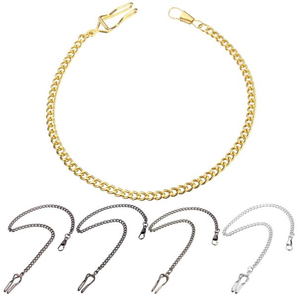 

bronze/silver/gold/rose gold/black vintage style 5 color retail alloy pockets watch holder necklace chain for men women collares, Bronze;slivery