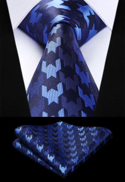 

necktie handkerchief set new plaid geometric mens tie blue woven silk party wedding classic fashion pocket square tie tg809b8s, Blue;purple