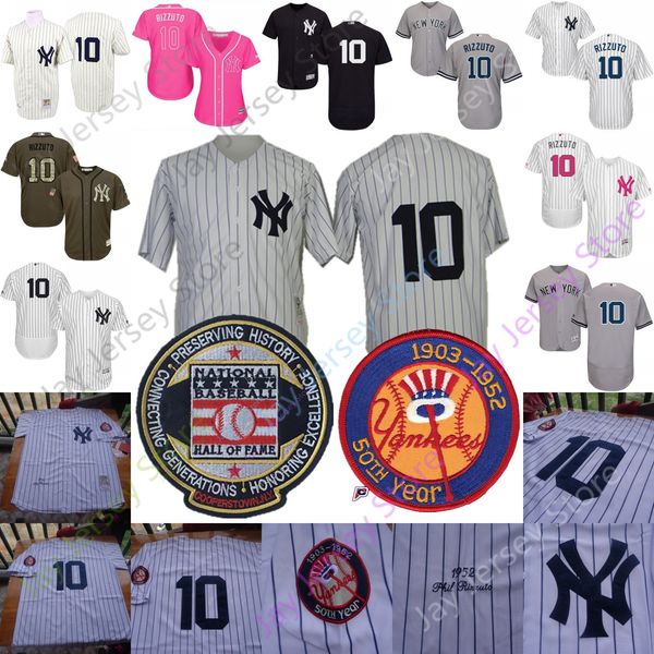 

Phil Rizzuto Jersey 1952 New York Cooperstown Yankees Hall Of Fame Patch Men Women Youth Cream Pinstripe Home Away
