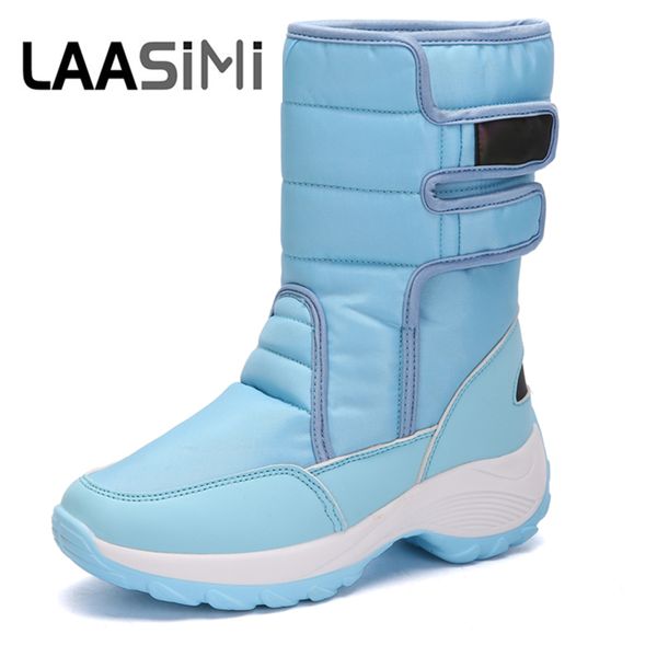 

laasimi waterproof women snow boots fashion winter women boots wedges platform shoes woman keep warm female shoes hook and loop, Black