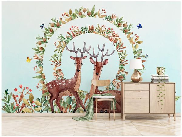 

wdbh 3d p wallpaper custom mural european hand-painted flower elk background wall room home decor 3d wall murals wallpaper for walls 3 d