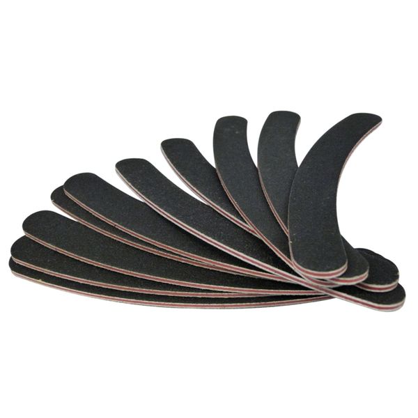 

10 double sided 100/180 grit boomerang/bana na curved nail files uk emery board