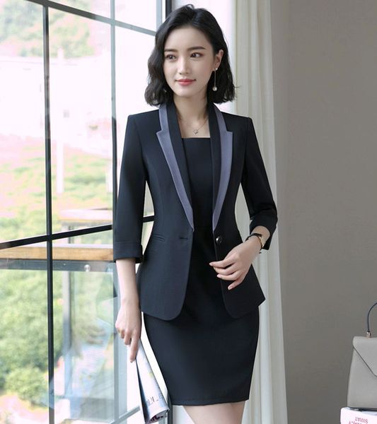 

apricot formal dress blazer women dresses with jacket women's dress suit set office wear work for ladies evening elegant costume, White;black