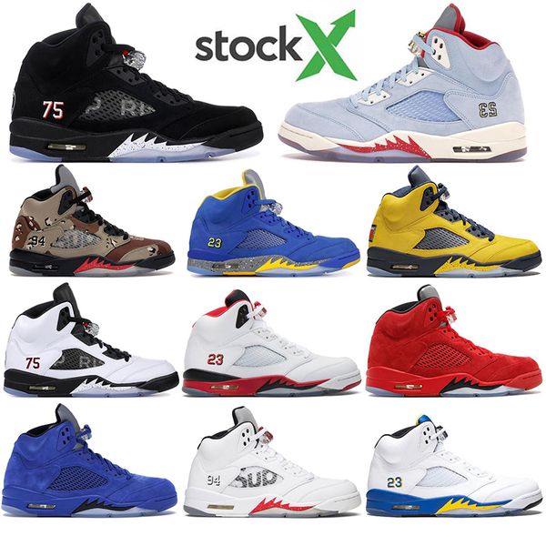 

with socks 2020 mens 5 5s basketball shoes sneakers island green suede trophy room michigan wings olympic arrival sports sneakers 40-47, White;red