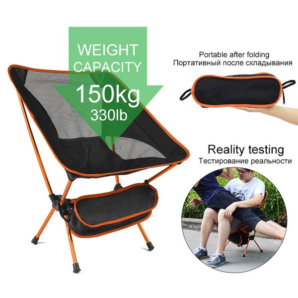 

portable collapsible moon chair fishing camping bbq stool folding extended hiking seat garden ultralight office home furniture
