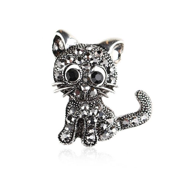 

black small kitty animal pin brooch, Gray