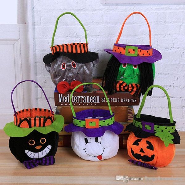 

halloween candy bag halloween pumpkin bucket cartoon vampire black cat ghost witch handbags party gift kids non-woven candy bags bh2233 t