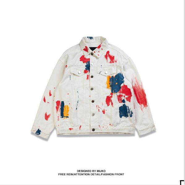

mens designer splash paint jackets street denim jacket luxury men streetwear brand jacket wear on both sides clothes wholesales, Black;brown