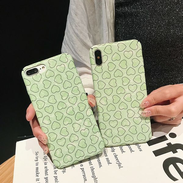 

for iphone xs max x xr cell phone cases matcha green shell love for iphone 7 8 6 plus pc hard phone case