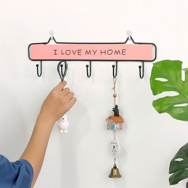 

household hook rack solid wood wrought iron coat hook kitchen wall decoration rack