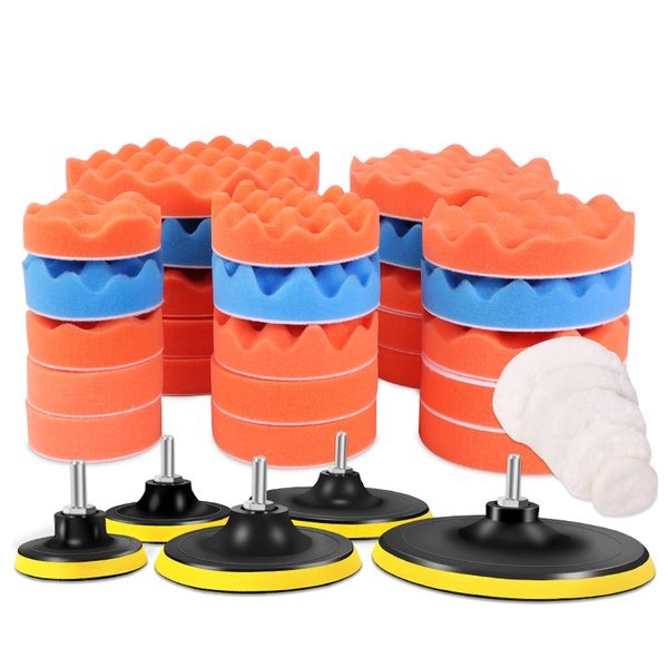 

3"/ 4"/5"/6"/7" buffing pad auto car polishing pad kit buffer + drill adapter m10 for car polisher electric drill p