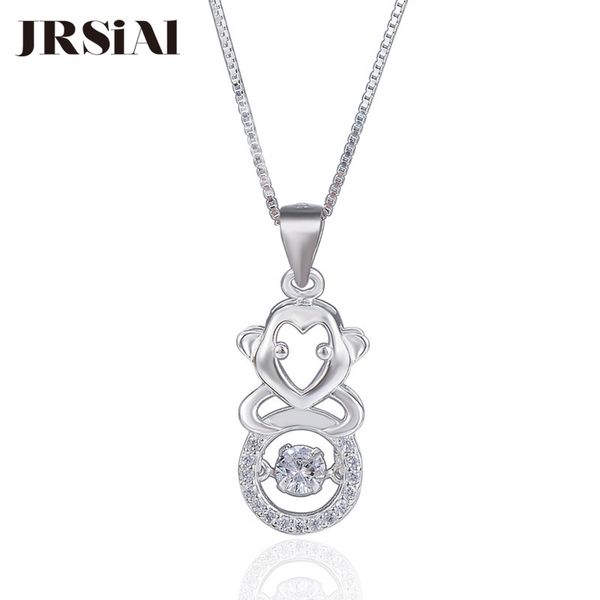 

jrsial monkey shape silver pendant 925 sterling silver fine jewelry zircon pendant for woman fashion necklace jewelry