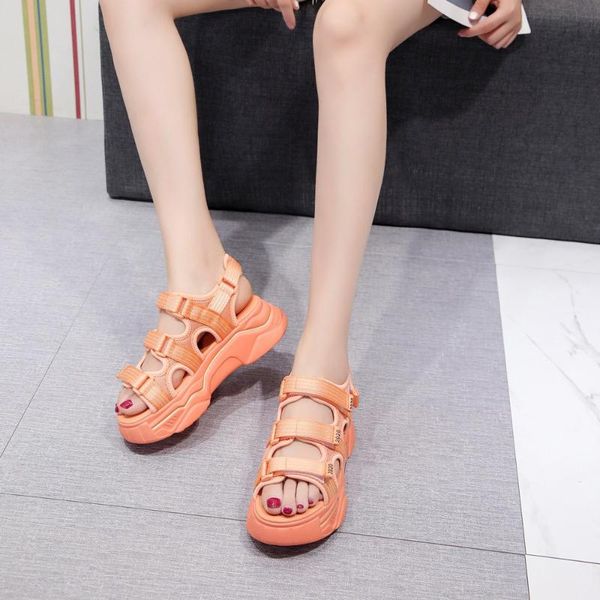 

sandals 2021 casual platform women solid color open toe mesh sport summer shoes thick sole sandalias de mujer, Black