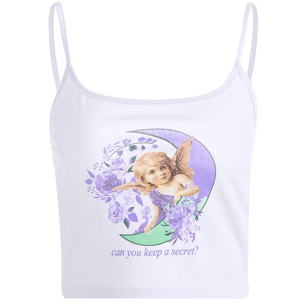 

weekeep angle print strap camis women cropped backless camisole 2019 summer streetwear feminino crop top, White