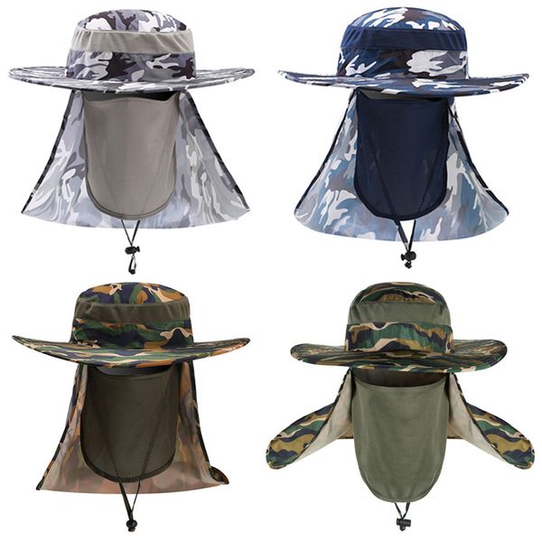

mens hats summer camouflage wide brim bucket hat sun protection fishing cap