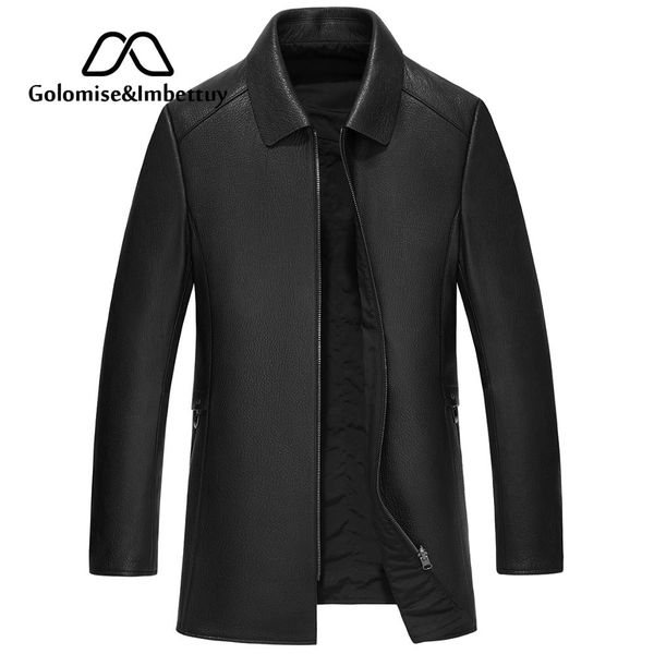 

golomise&imbettuy men real/genuine goatskin/sheepskin leather jacket/coat overcoat, Black