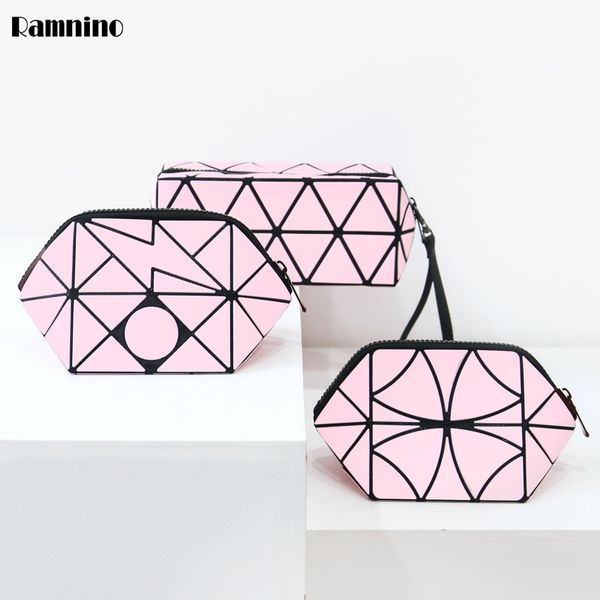 

new fashion pu portable cosmetic bag foldable makeup bag casual square lattice women storage wash waterproof organizer