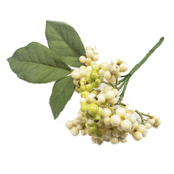

1 bouquet fruit berry artificial flower bouquet for xmas tree decorations wreath craft use wedding party favor(milk white green
