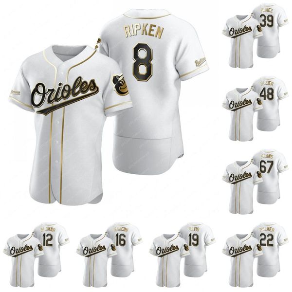 

cal ripken jr. white golden edition jersey roberto alomar trey mancini chris davis jim palmer renato nunez richard bleier john means jerseys, Blue;black