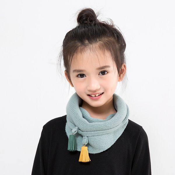 

2018 autumn and winter new tassel scarf solid color warm children scarf bib baby fashion wild sw-47, Red;brown