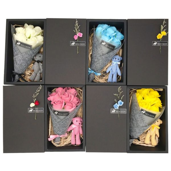 

valentine's day gift soap flowers set gift box soap flower carnation bouquet rose for mother's day birthday