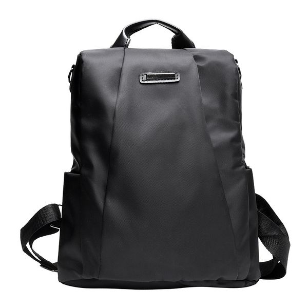 

women's bag fashion oxford backpack schoolbag zipper large capacity solid black grey color multi-function backpack