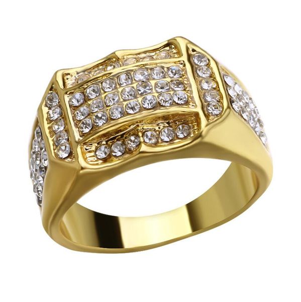 

mens gold ring hip hop jewelry zircon iced out rings luxury cut z cz diamond full gemstones men wedding band ring fashion jewelry, Golden;silver
