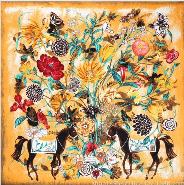 

2-3popular scarf and flower scarf sunscreen horse 130cm oversize twill silk shawl tpqvs, White;black