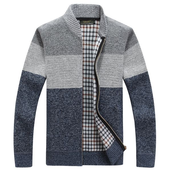 

new arrival cardigan men fashion casual striped sweater men thick warm fleece knitted wear plus asian size -xxxl sweatercoat, White;black