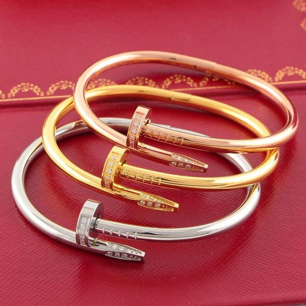 

fashion4u99 2019 316l titanium steel brand name nail punk lovers women and man bangle couple jewelry with original box set, Black