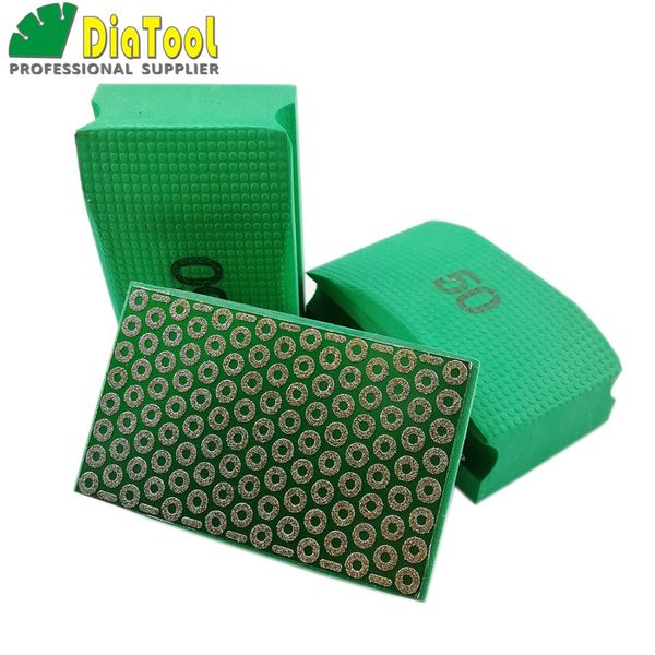 

diatool 3pcs electroplated diamond hand polishing pad 90x55mm hard foam-backed hand pad sanding disc