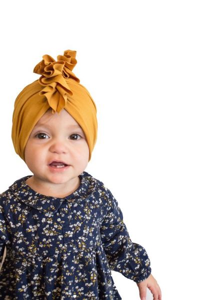 

europe infant baby girls hat knot headwear child toddler kids beanies turban solid color hats children accessories 9 colors a278, Yellow