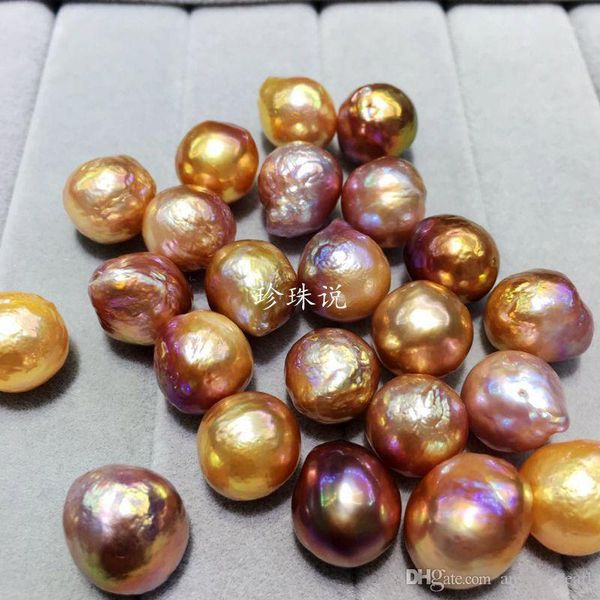 

wholesale 2018 diy beads unusual yellow purple baroque edison natural big pearl 9-10mm loose beads of pearl accessories ing, White