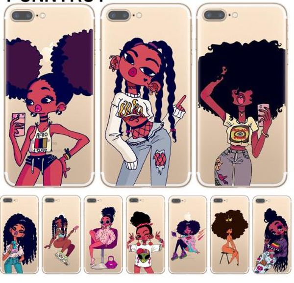 

afro black girl magic melanin poppin phone case for iphone 11 12 mini pro x xs xr max 8 7 6 6s plus soft tpu silicone phone cover