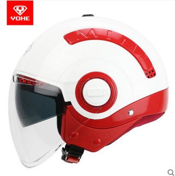 

new yohe mini double lens half face motorcycle helmet motorbike electric bicycle helmets abs with transparent anti-fog visor