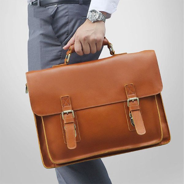 

genuine leather cowhide briefcase 15 inch computer bag briefcase men lapleather messenger bag maletines hombre trabajo
