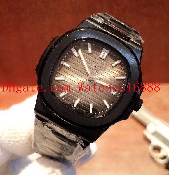 

3 style mens date watche 40mm nautilus stainless steel black 5711/1a-010 asia mechanical automatic mens watches transparent back, Slivery;brown