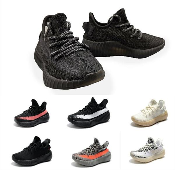 

2019 baby kid clay v2 running shoes kanye west blakc static 3m reflective zebra beluga 2.0 boy girl sport sneakers, Black