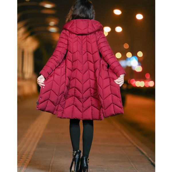 

2018 autumn winter parkas new hooded long coat thick women wild casual jacket slim female outwear plus size parkas casco femmino, Black