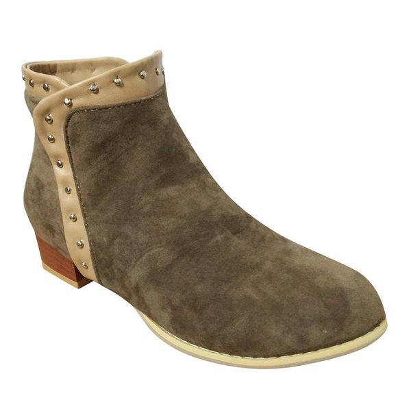 

rivet stylish ankle boots for women western casual flats round toe thick heel zipper shoes woman botas mujer invierno 2019, Black
