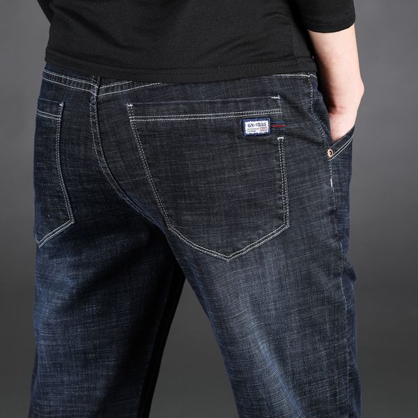 

men midweigth stretch spandex denim slim fit jeans pants for business men's jean blue and black colors