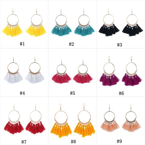 

trendy bohemian ethnic fringe tassel drop earrings for women gold big hoop statement dangle earring fashion boho girls diy jewelry gift, Silver