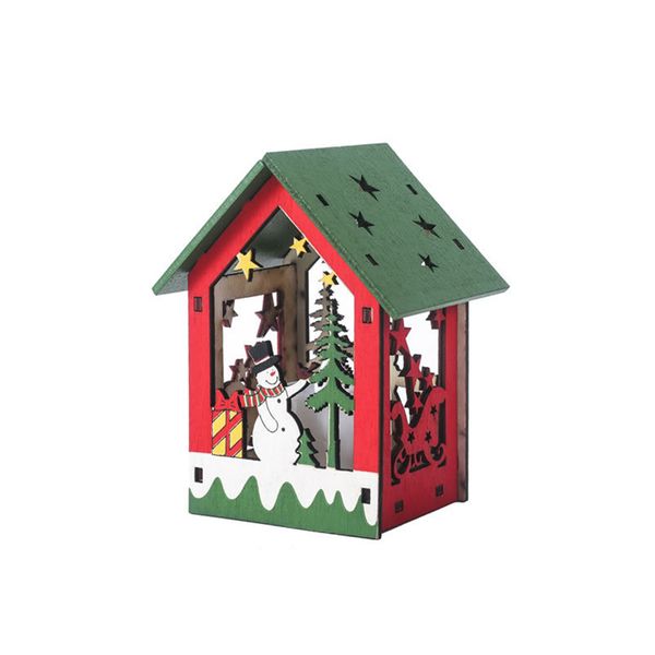 

christmas assembling small hanging cabin luminous home holiday painted wooden house diy cute decorative led lights ornaments