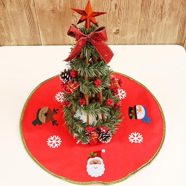 

red non-woven christmas tree skirt home xmas party carpet ornaments decor