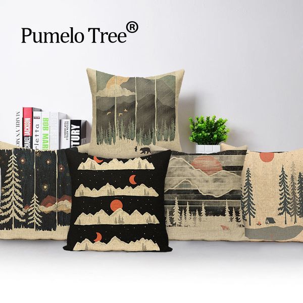 

scenic oil painting pillow cover colorful decorative lovely throw pillows linen print cushions for sofa custom cover cushion